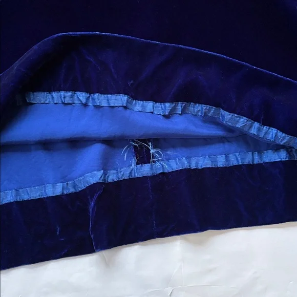 Vintage 70’s Milkmaid Velvet Goth Blue Peasant Gunne Sax 80’s Maxi Dress Gown M - Picture 12 of 17